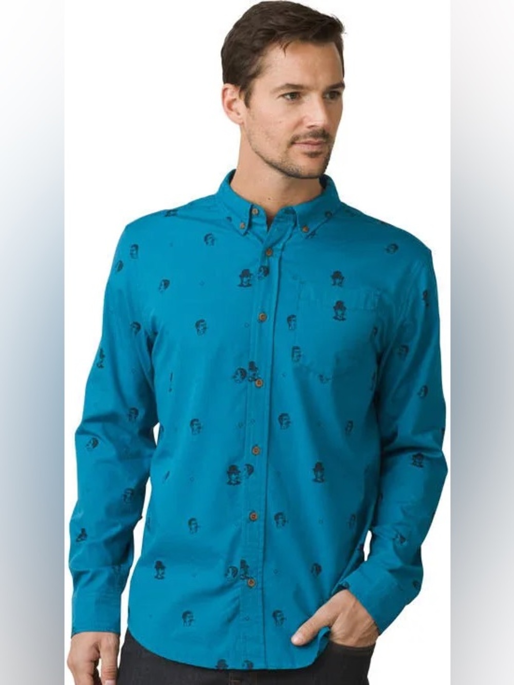 prAna men’s Slim Fit long-sleeve button-down shirt in size Medium.